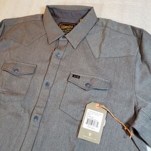 NWT Howler Brothers Mens XL Stockman Stretch LS Snap Shirt Varsity Heather Gray